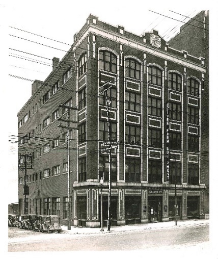 Exterior of the old United Bags warehouse building.